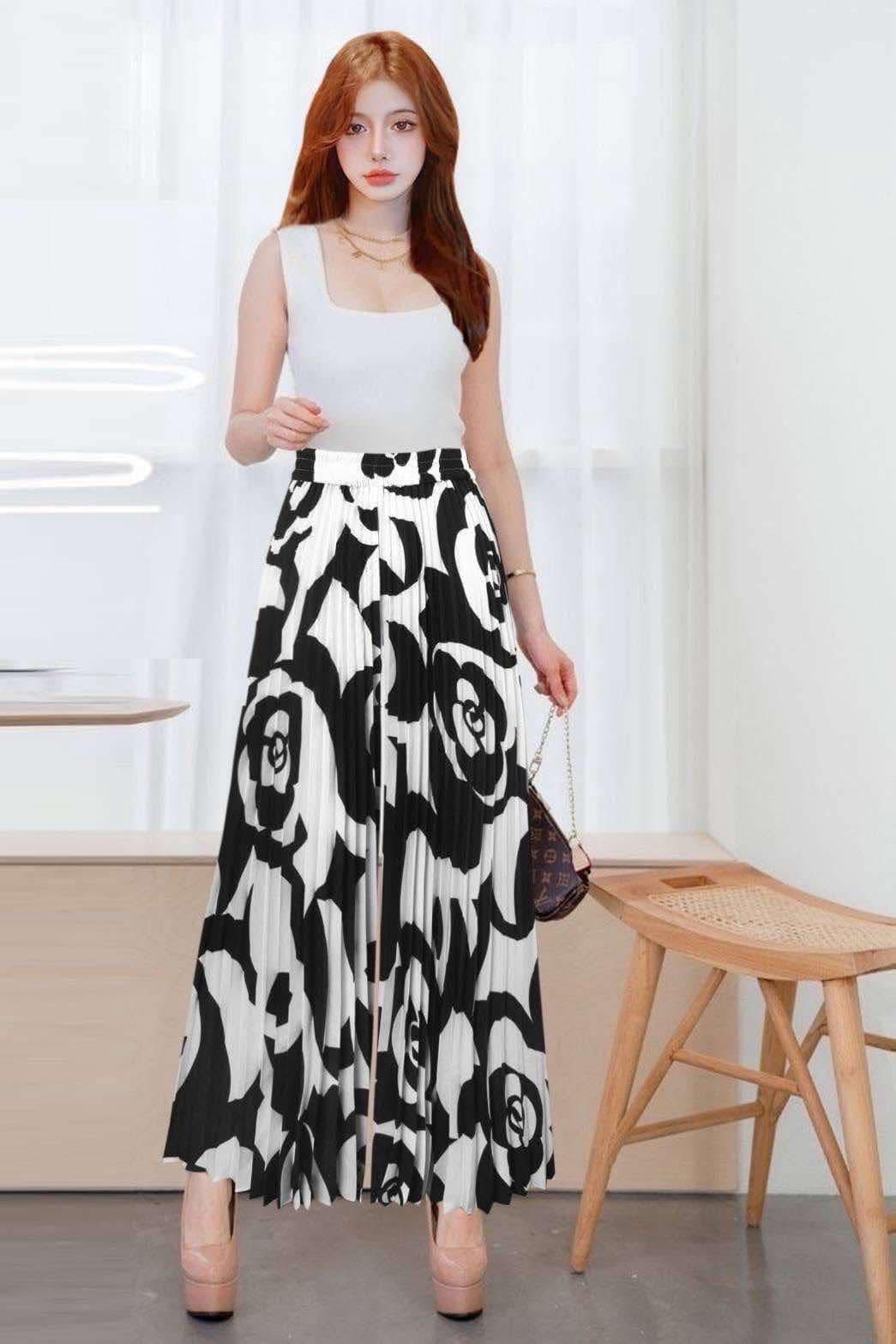 Women's Elegant Elastic Waist Pleated Large-Footed Extra-Long Wide-Leg Pants